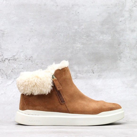 Cole Haan Shoes - Cole Haan Grandpro Rally Womens 6.5B Caramel Suede Side Zip Ankle Booties W20170
